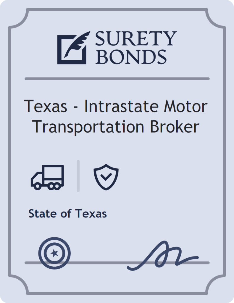 Surety bond badge for Texas - Intrastate Motor Transportation Broker