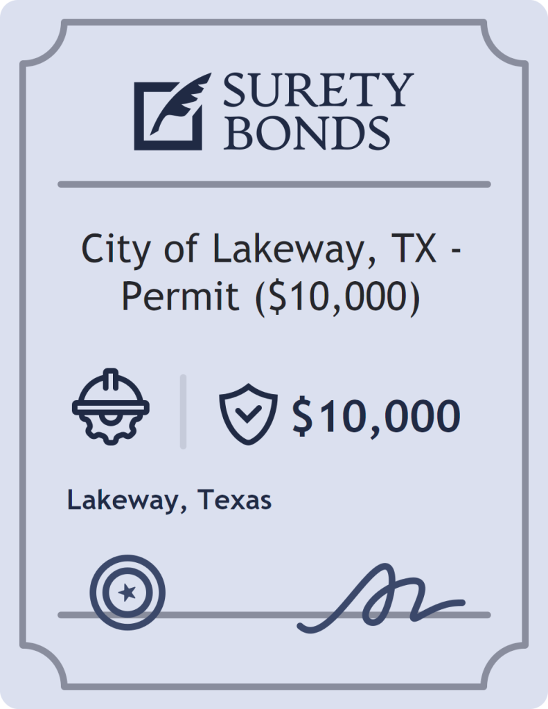 Surety bond badge for City of Lakeway, TX - Permit ($10,000)
