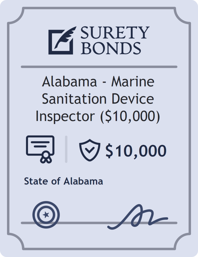 Surety bond badge for Alabama - Marine Sanitation Device Inspector ($10,000)