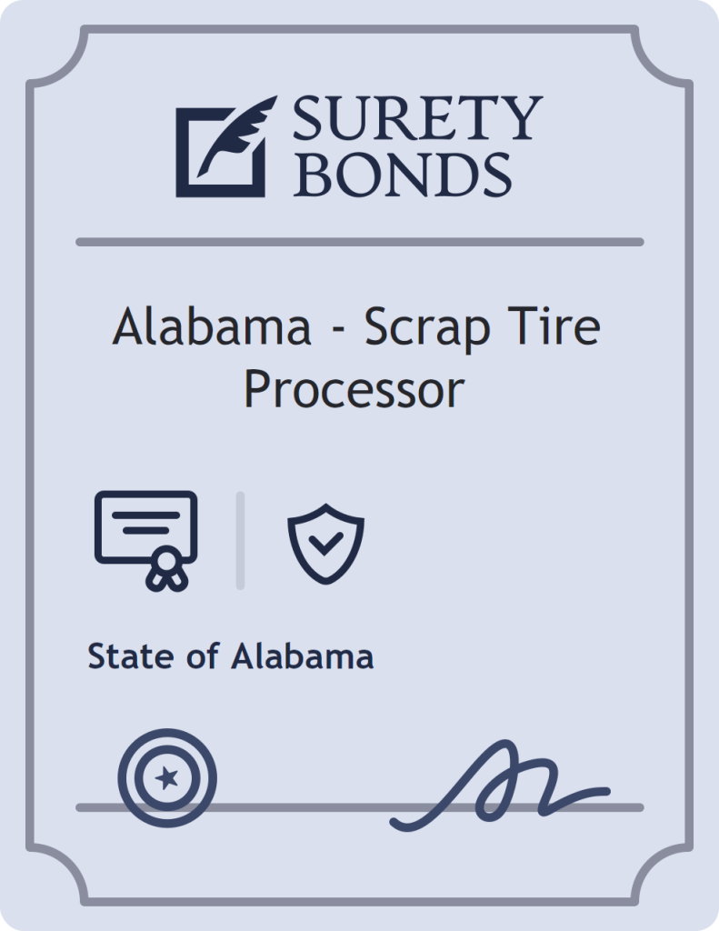 Surety bond badge for Alabama - Scrap Tire Processor