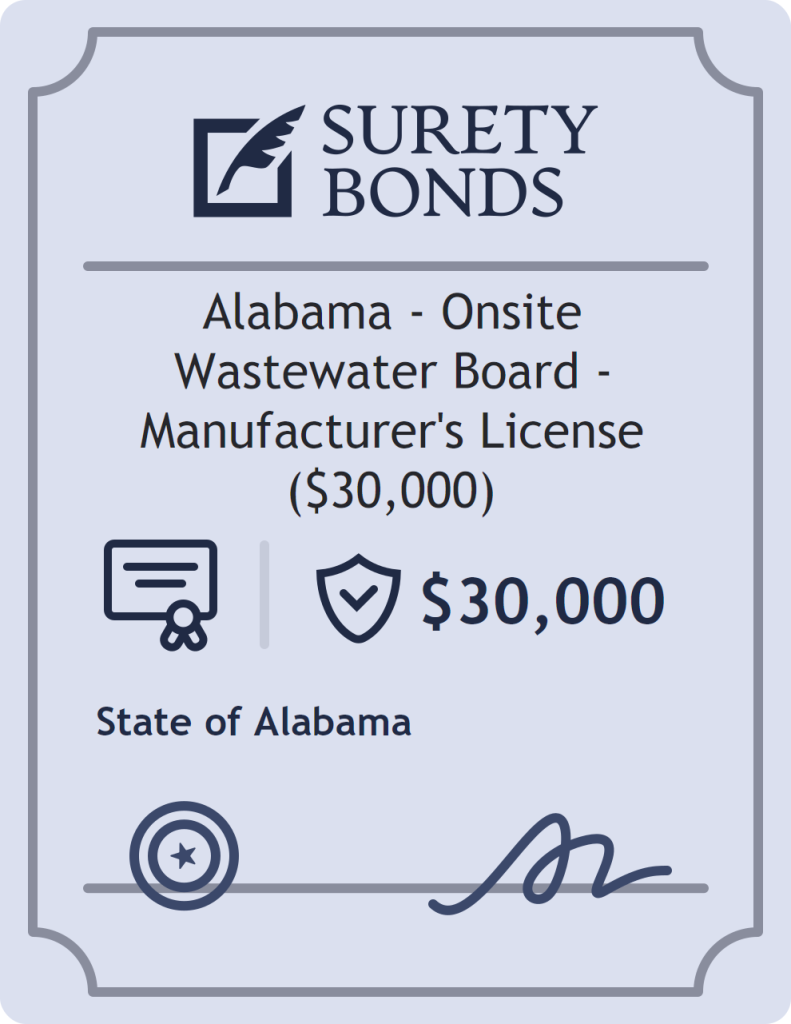 Surety bond badge for Alabama - Onsite Wastewater Board - Manufacturer's License ($30,000)