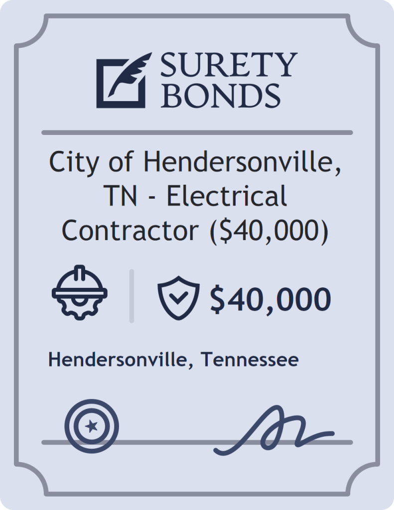 Surety bond badge for City of Hendersonville, TN - Electrical Contractor ($40,000)