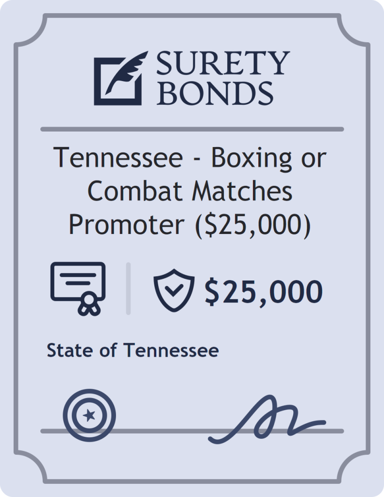 Surety bond badge for Tennessee - Boxing or Combat Matches Promoter ($25,000)