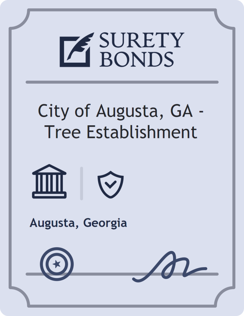 Surety bond badge for City of Augusta, GA - Tree Establishment