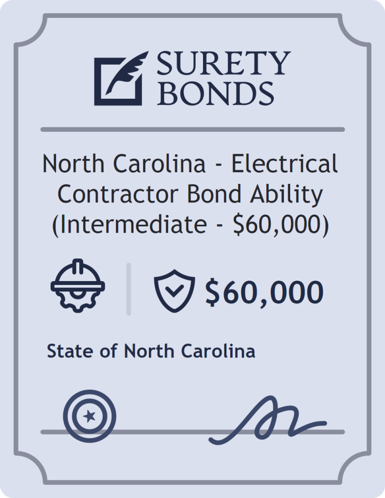 Surety bond badge for North Carolina - Electrical Contractor Bond Ability (Intermediate - $60,000)