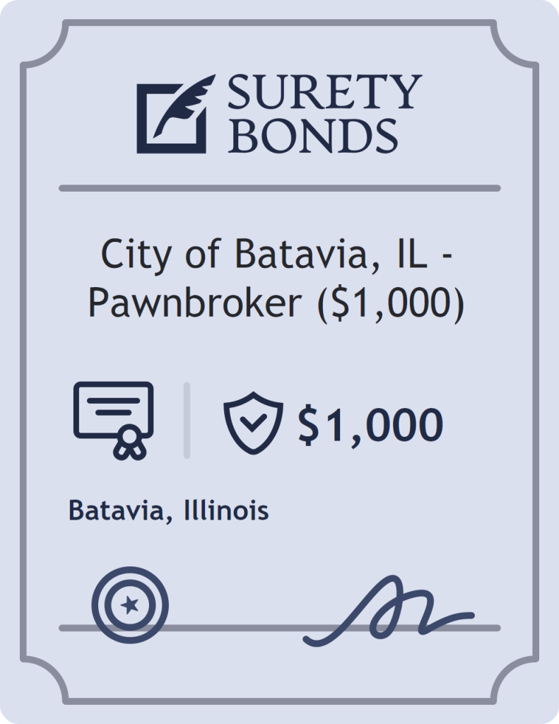 Surety bond badge for City of Batavia, IL - Pawnbroker ($1,000)