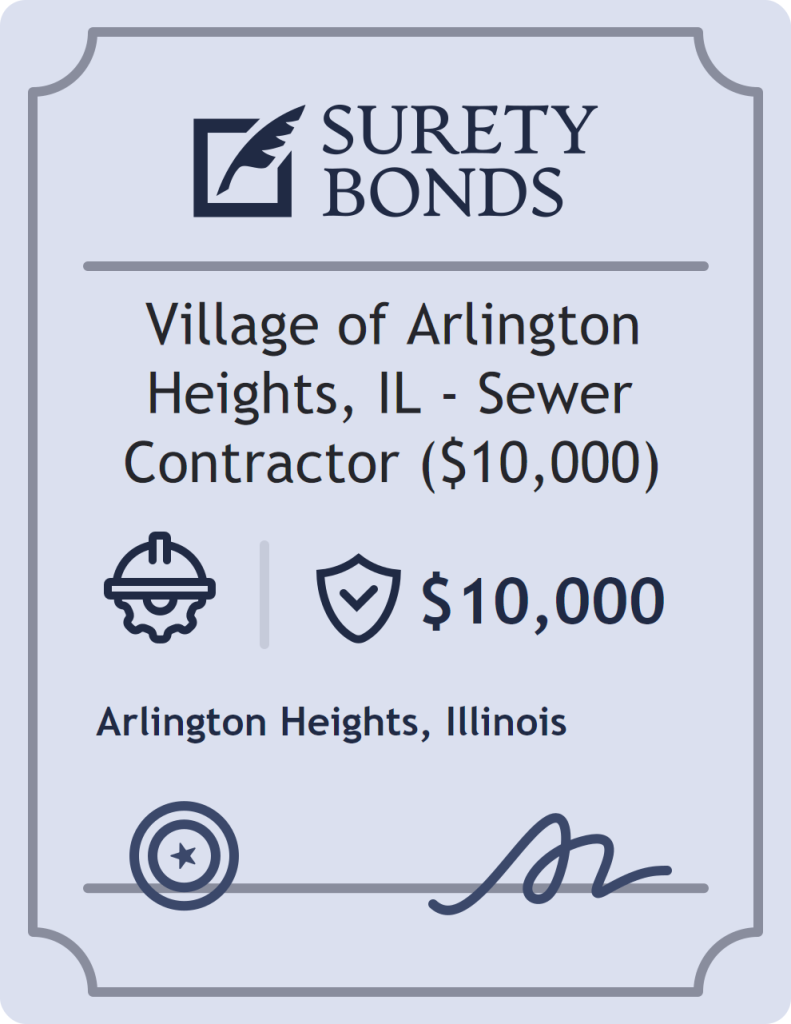 Surety bond badge for Village of Arlington Heights, IL - Sewer Contractor ($10,000)