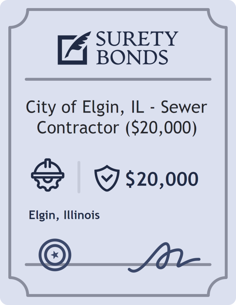 Surety bond badge for City of Elgin, IL - Sewer Contractor ($20,000)