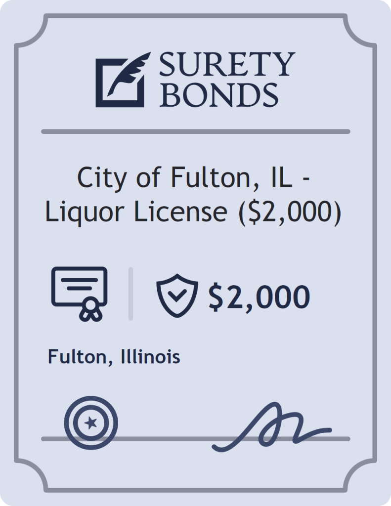 Surety bond badge for City of Fulton, IL - Liquor License ($2,000)