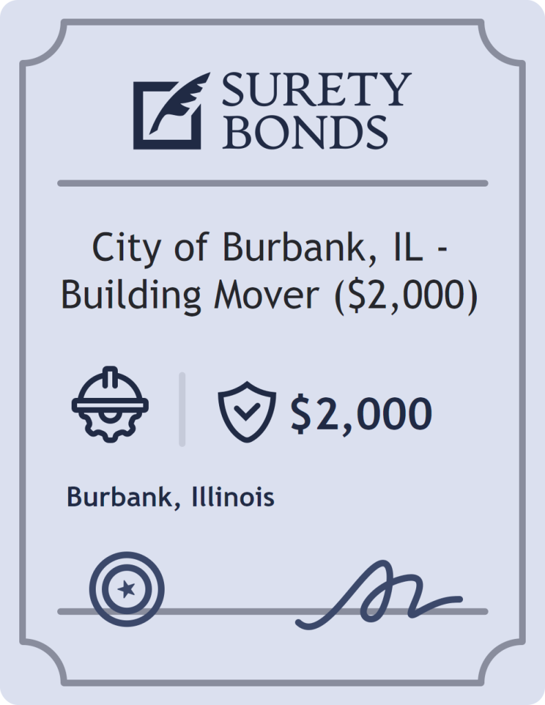 Surety bond badge for City of Burbank, IL - Building Mover ($2,000)