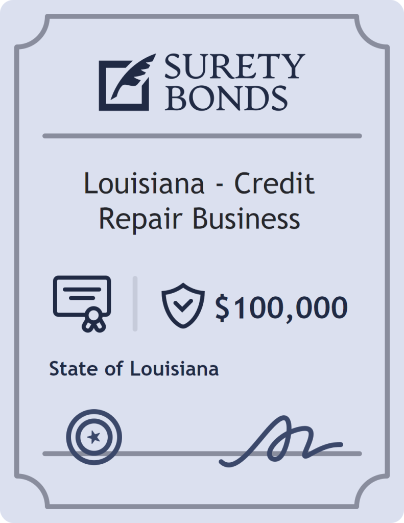 Surety bond badge for Louisiana - Credit Repair Business