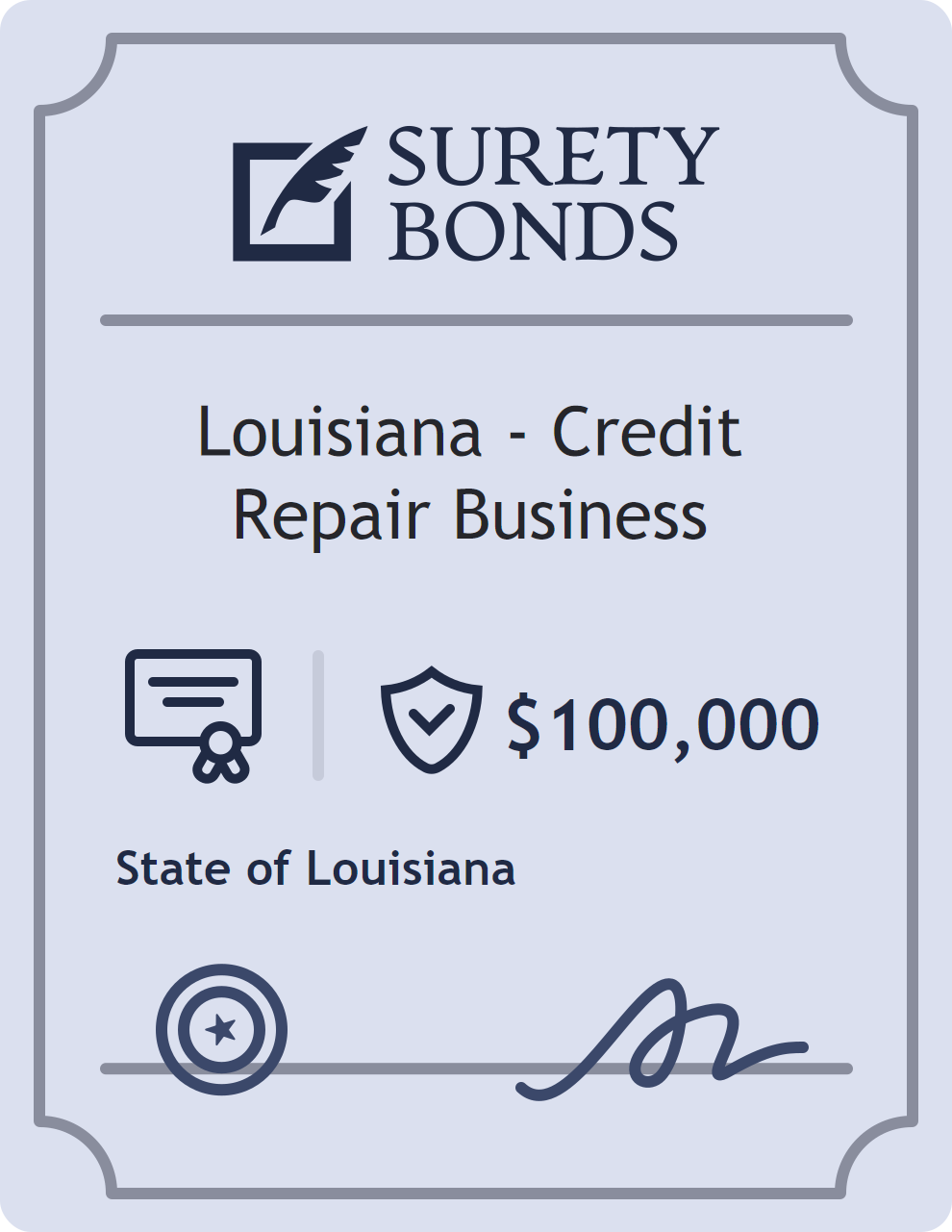 Surety bond badge for Louisiana - Credit Repair Business