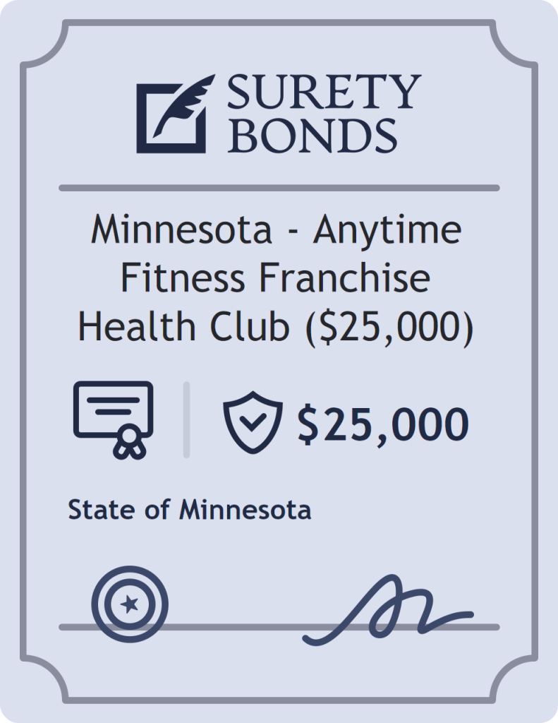 Surety bond badge for Minnesota - Anytime Fitness Franchise Health Club ($25,000)
