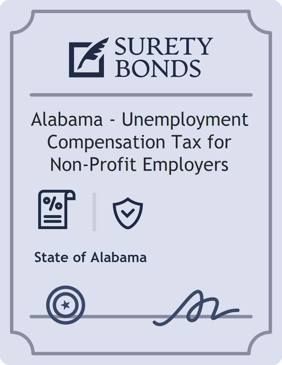 Surety bond badge for Alabama - Unemployment Compensation Tax for Non-Profit Employers