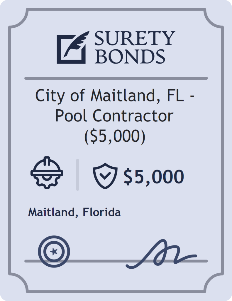 Surety bond badge for City of Maitland, FL - Pool Contractor ($5,000)