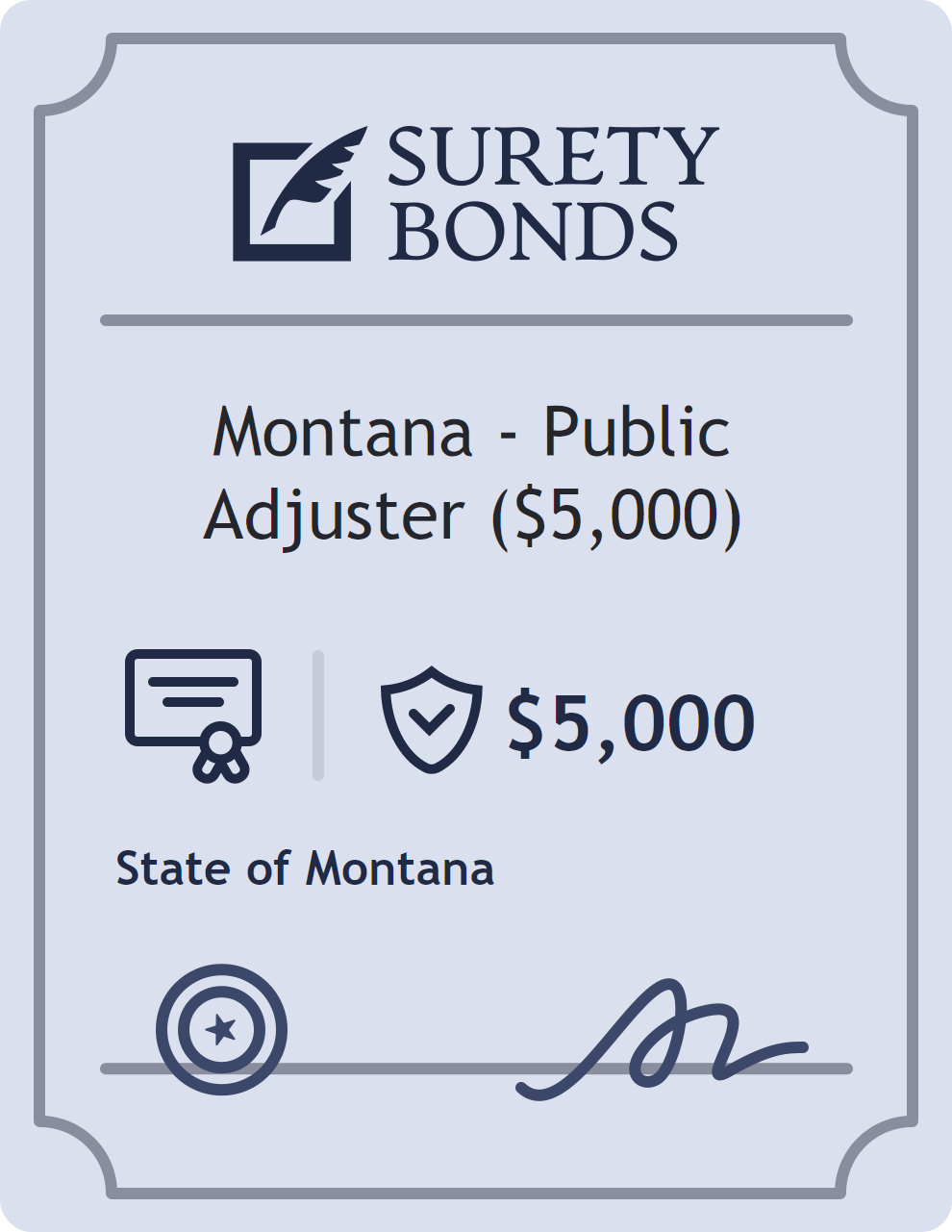 Surety bond badge for Montana - Public Adjuster ($5,000)