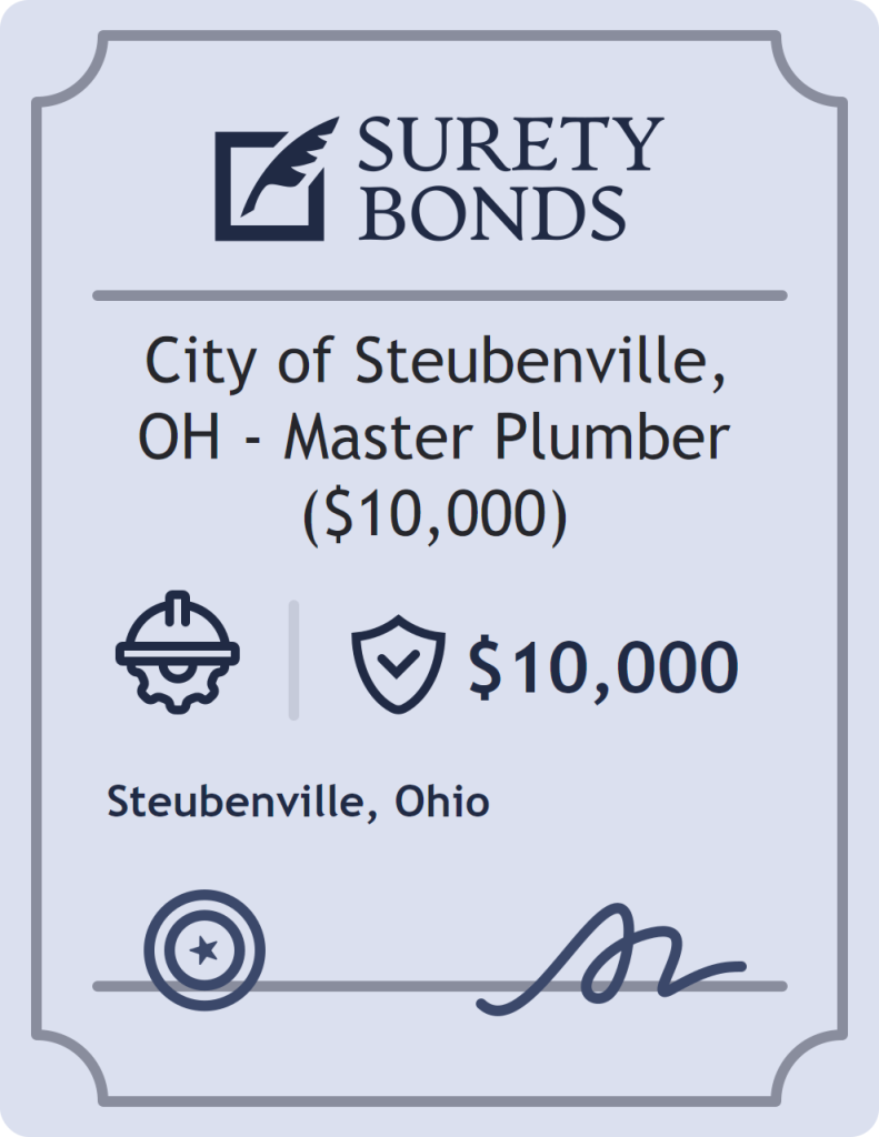 Surety bond badge for City of Steubenville, OH - Master Plumber ($10,000)