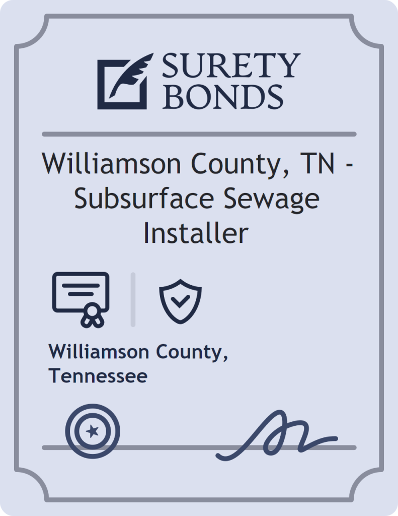 Surety bond badge for Williamson County, TN - Subsurface Sewage Installer