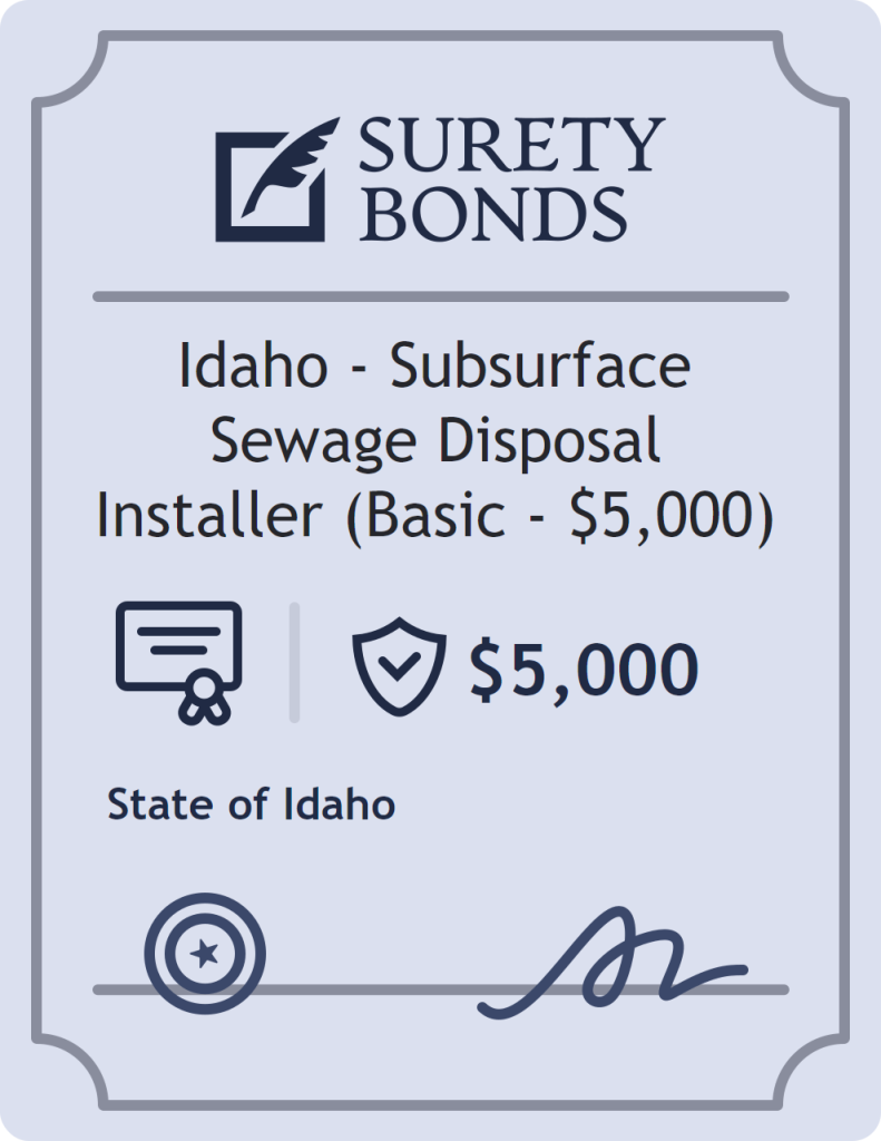Surety bond badge for Idaho - Subsurface Sewage Disposal Installer (Basic - $5,000)