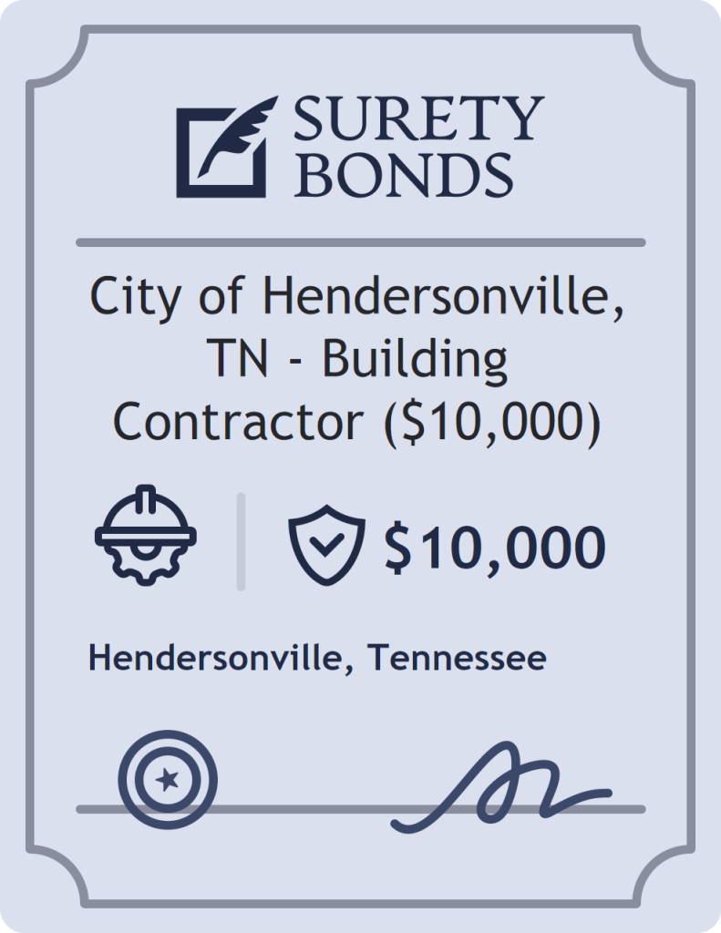 Surety bond badge for City of Hendersonville, TN - Building Contractor ($10,000)