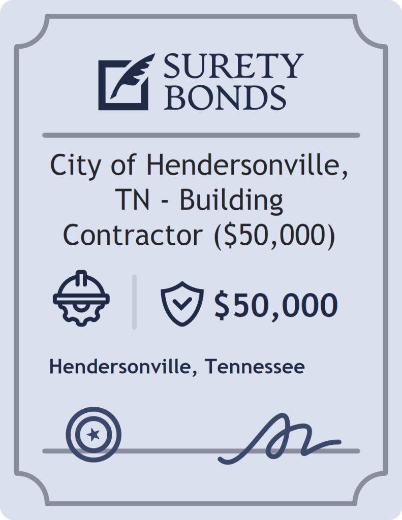 Surety bond badge for City of Hendersonville, TN - Building Contractor ($50,000)