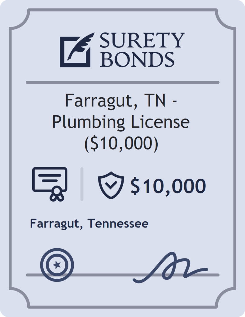 Surety bond badge for Farragut, TN - Plumbing License ($10,000)