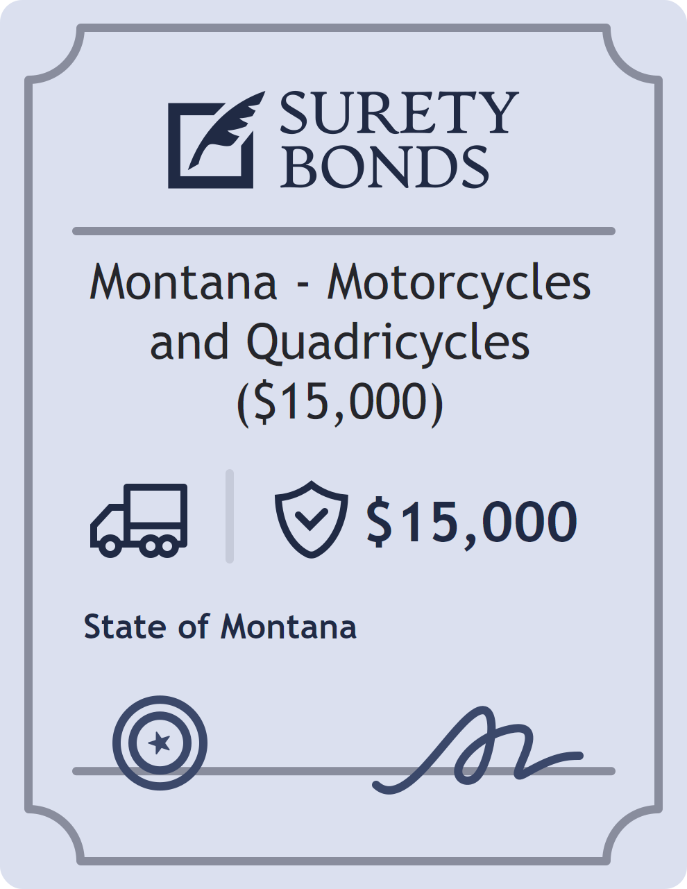Surety bond badge for Montana - Motorcycles and Quadricycles ($15,000)