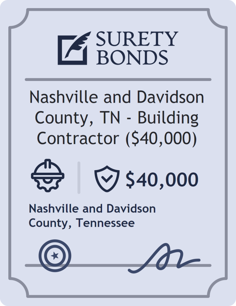 Surety bond badge for Nashville and Davidson County, TN - Building Contractor ($40,000)