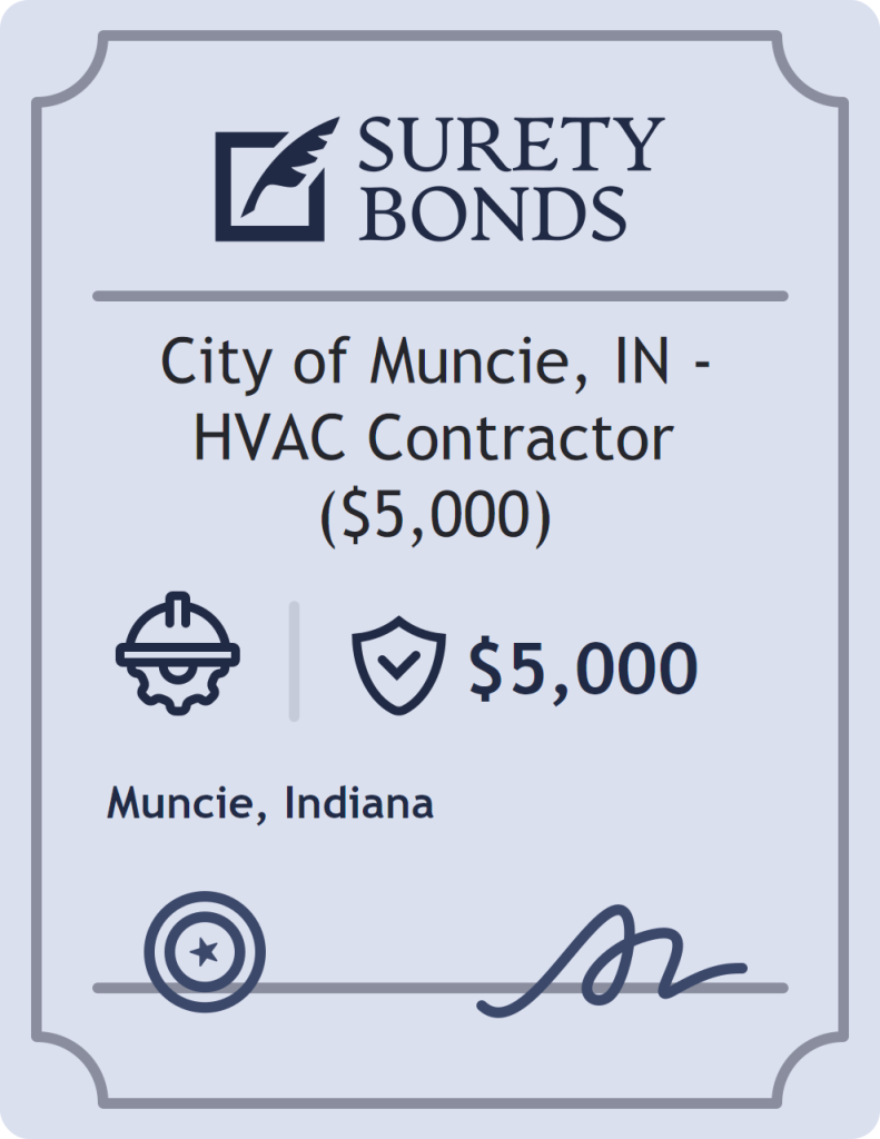 Surety bond badge for City of Muncie, IN - HVAC Contractor ($5,000)