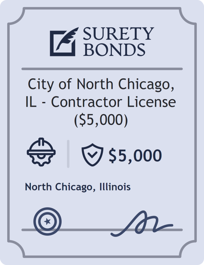 Surety bond badge for City of North Chicago, IL - Contractor License ($5,000)