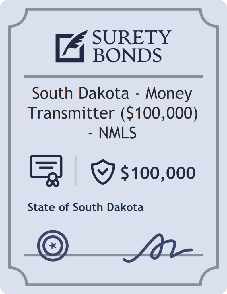 Surety bond badge for South Dakota - Money Transmitter ($100,000) - NMLS