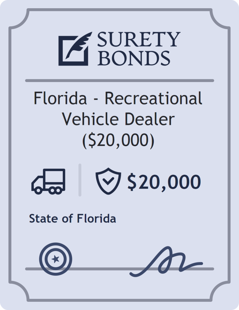 Surety bond badge for Florida - Recreational Vehicle Dealer ($20,000)