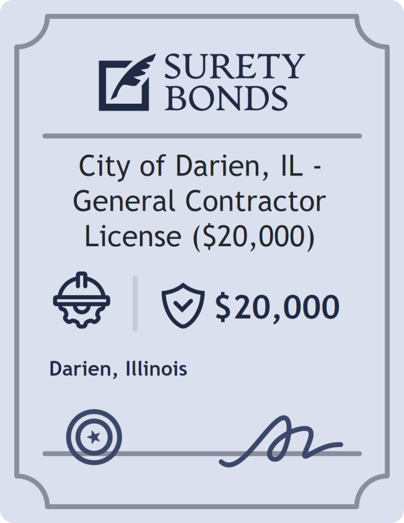 Surety bond badge for City of Darien, IL - General Contractor License ($20,000)