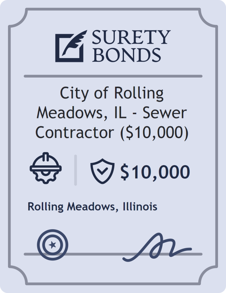 Surety bond badge for City of Rolling Meadows, IL - Sewer Contractor ($10,000)