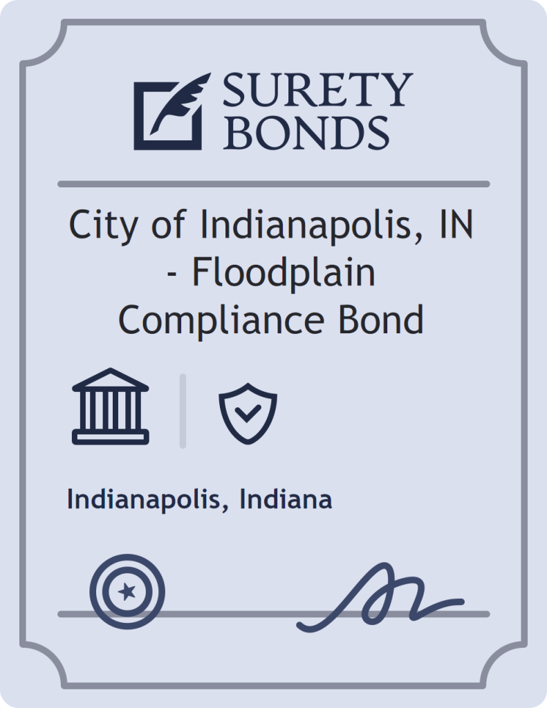 Surety bond badge for City of Indianapolis, IN - Floodplain Compliance Bond