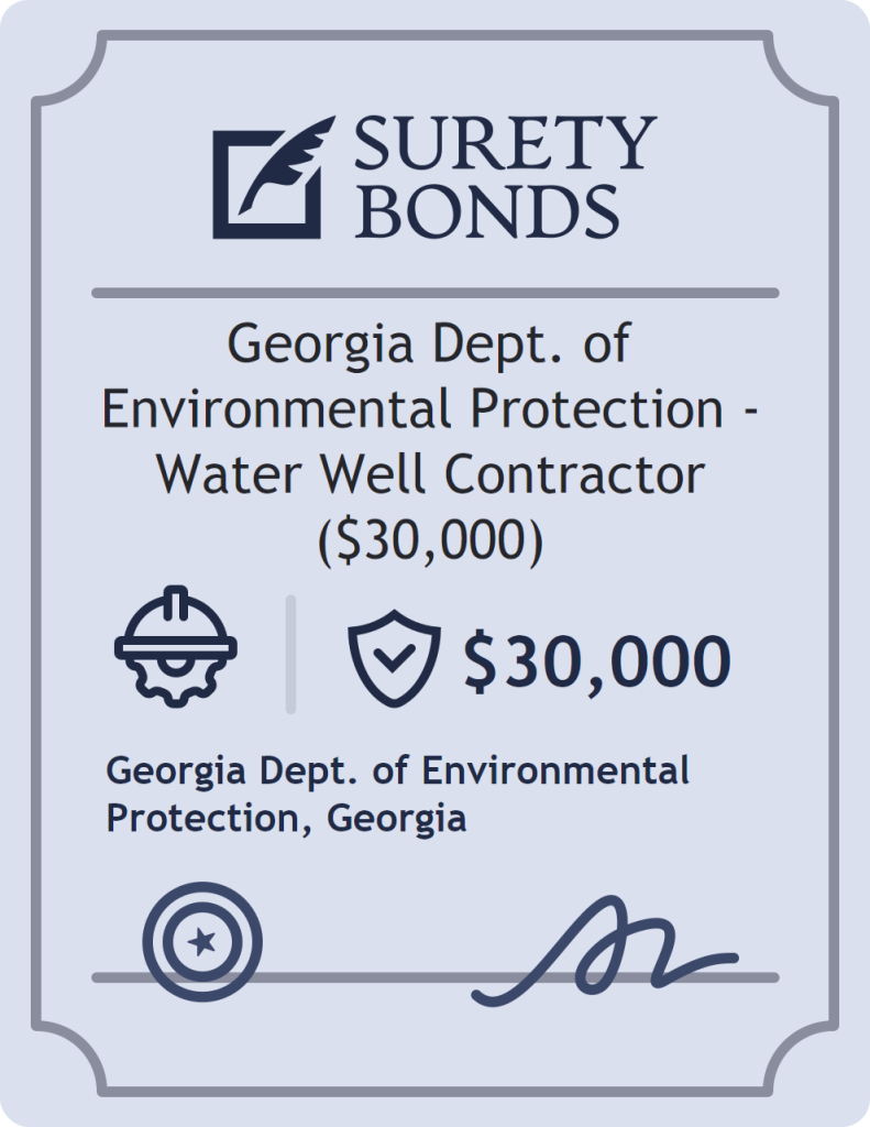 Surety bond badge for Georgia Dept. of Environmental Protection - Water Well Contractor ($30,000)