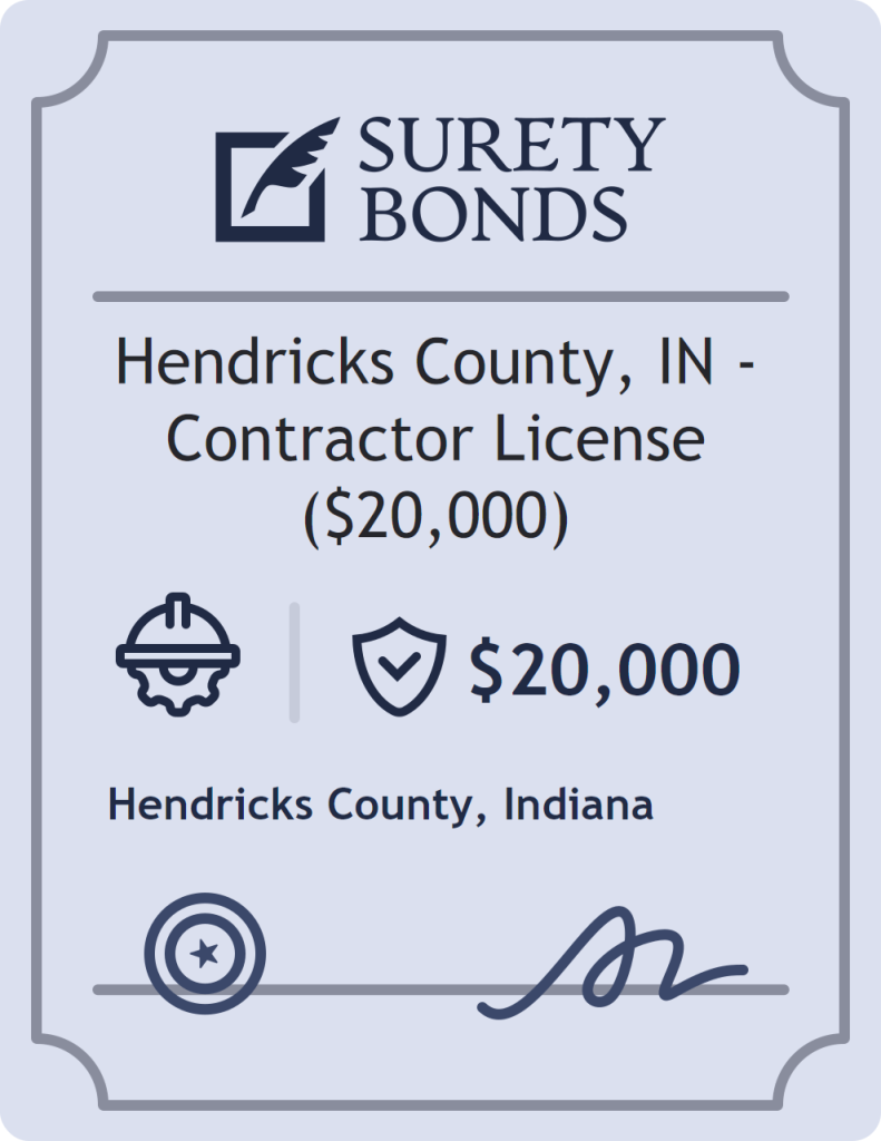 Surety bond badge for Hendricks County, IN - Contractor License ($20,000)