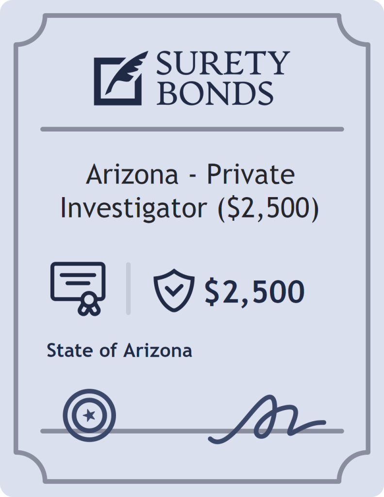 Surety bond badge for Arizona - Private Investigator ($2,500)