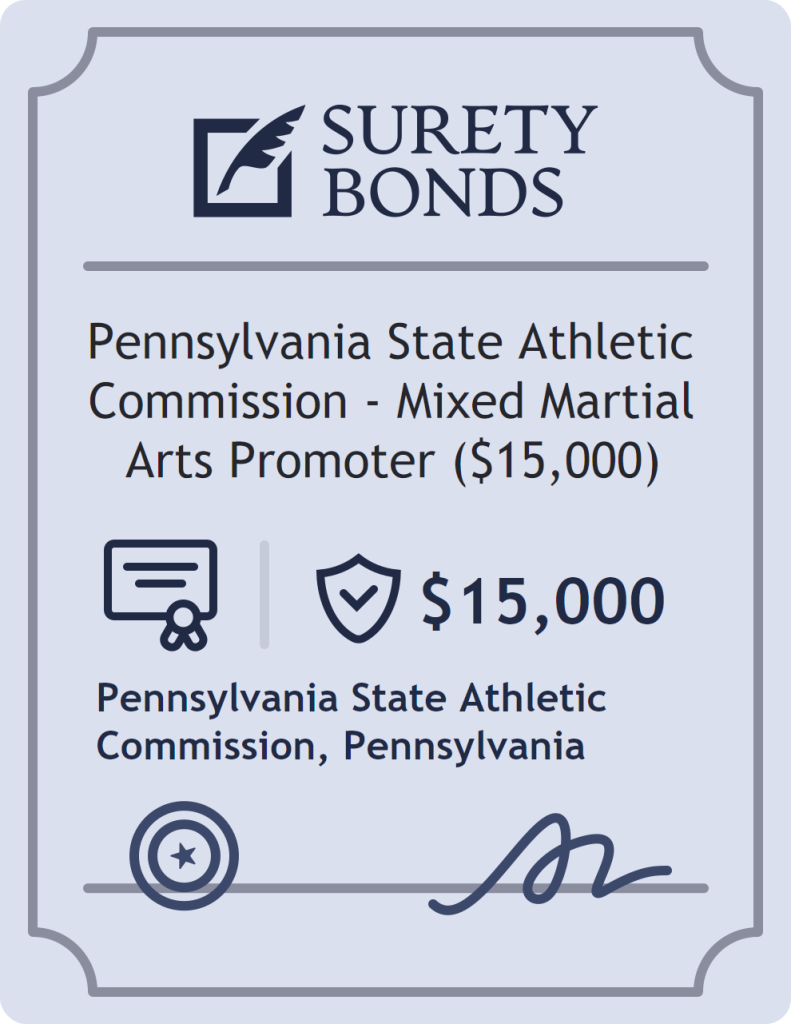 Surety bond badge for Pennsylvania State Athletic Commission - Mixed Martial Arts Promoter ($15,000)
