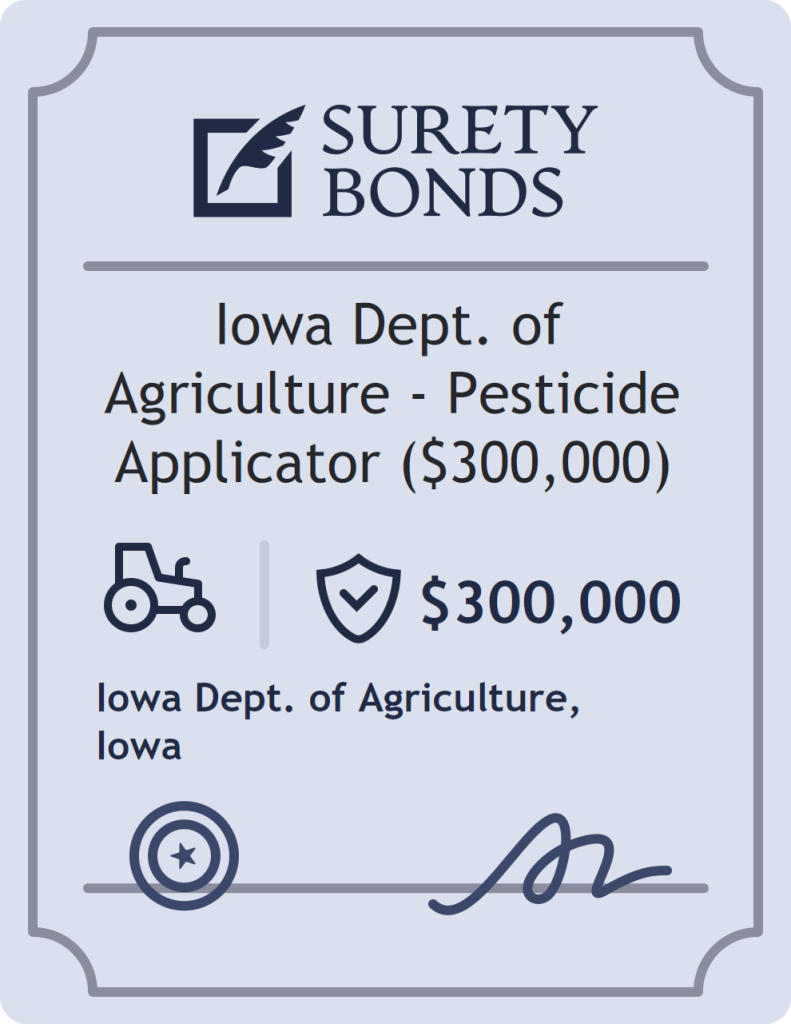 Surety bond badge for Iowa Dept. of Agriculture - Pesticide Applicator ($300,000)