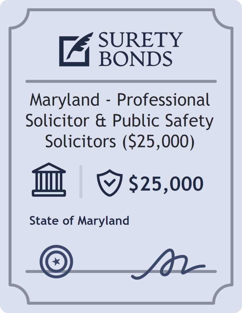 Surety bond badge for Maryland - Professional Solicitor & Public Safety Solicitors ($25,000)