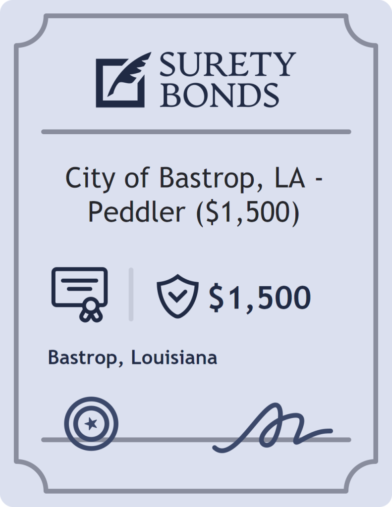 Surety bond badge for City of Bastrop, LA - Peddler ($1,500)
