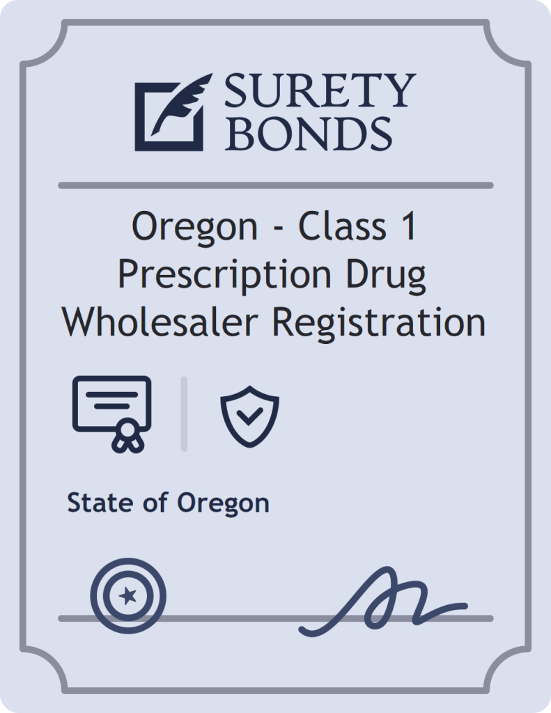 Surety bond badge for Oregon - Class 1 Prescription Drug Wholesaler Registration