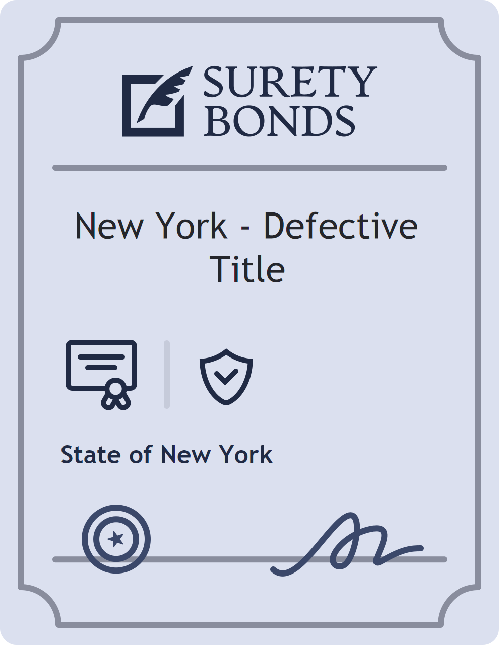 Surety bond badge for New York - Defective Title