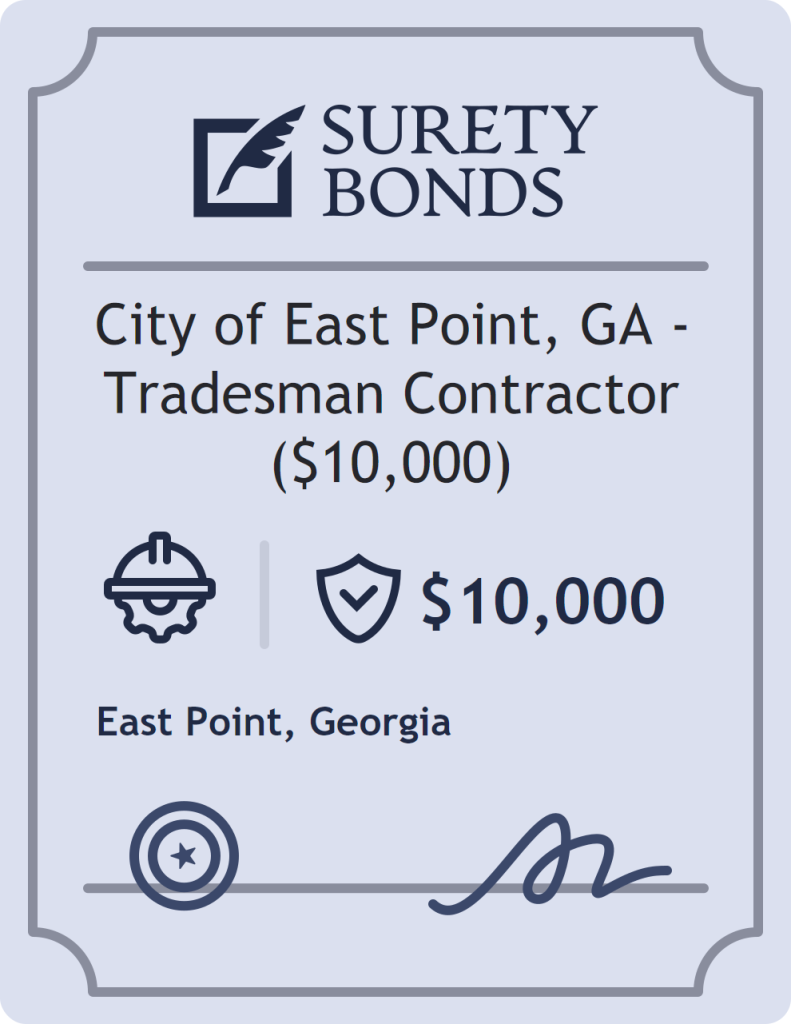 Surety bond badge for City of East Point, GA - Tradesman Contractor ($10,000)