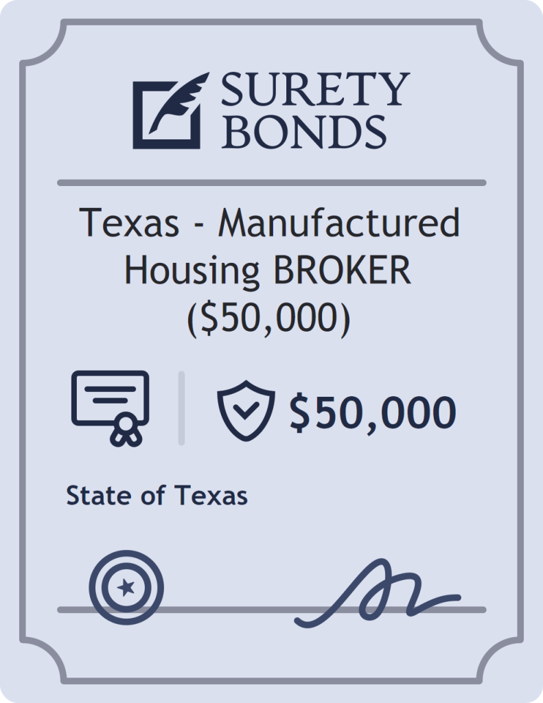 Surety bond badge for Texas - Manufactured Housing BROKER ($50,000)