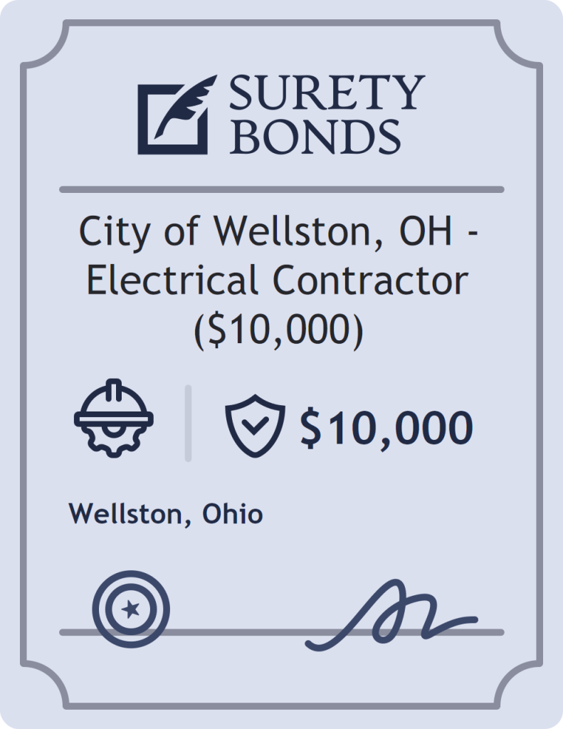 Surety bond badge for City of Wellston, OH - Electrical Contractor ($10,000)