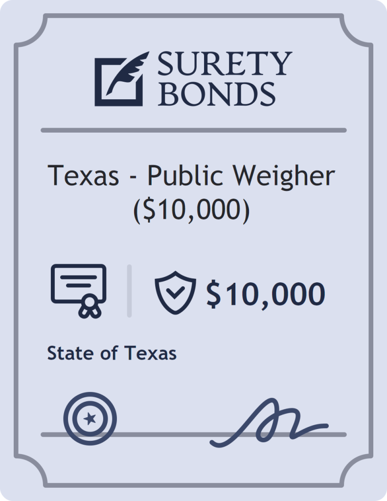 Surety bond badge for Texas - Public Weigher ($10,000)
