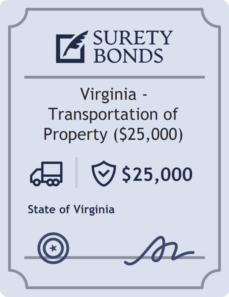 Surety bond badge for Virginia - Transportation of Property ($25,000)