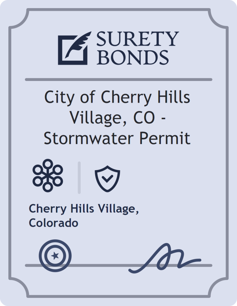 Surety bond badge for City of Cherry Hills Village, CO - Stormwater Permit